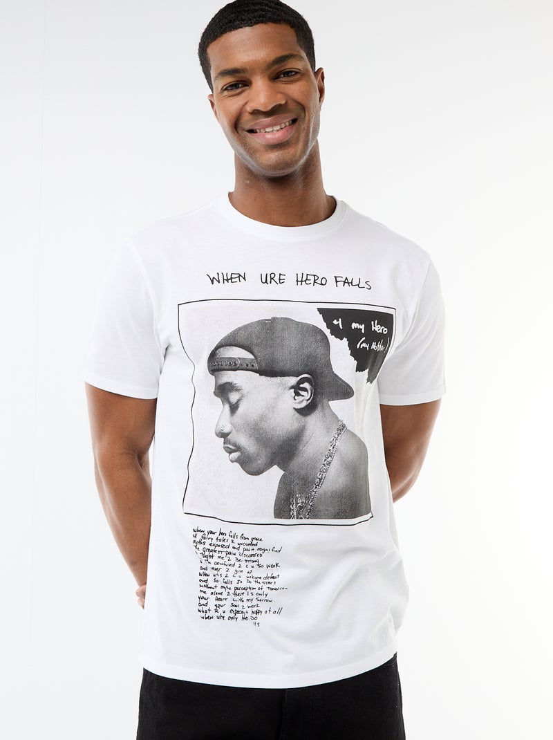 T-shirt a maniche corte 'Tupac' Bianco - Kiabi