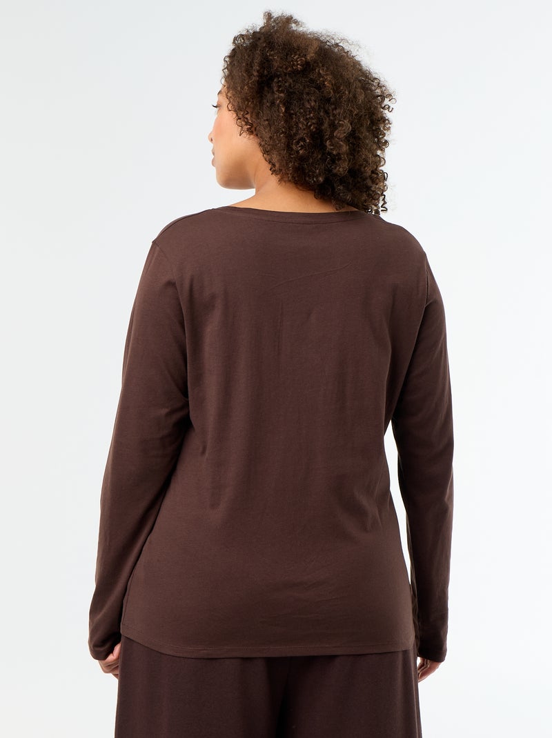 T-shirt a maniche lunghe a girocollo Marrone - Kiabi