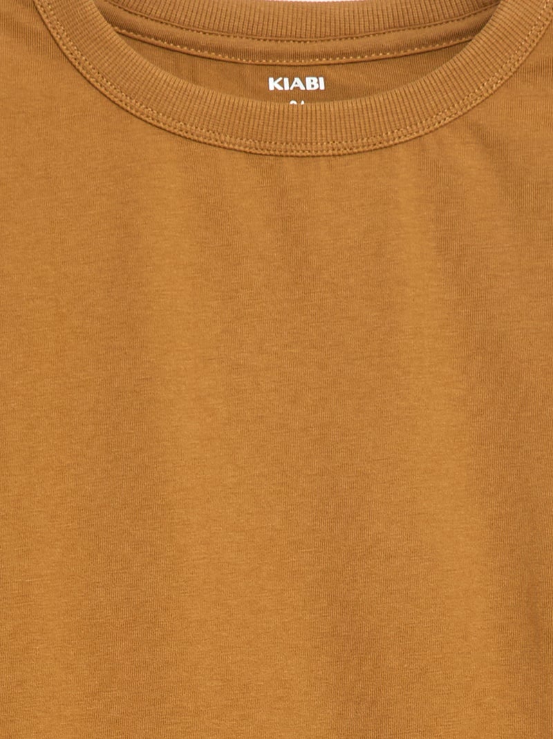 T-shirt a maniche lunghe a tinta unita Marrone - Kiabi