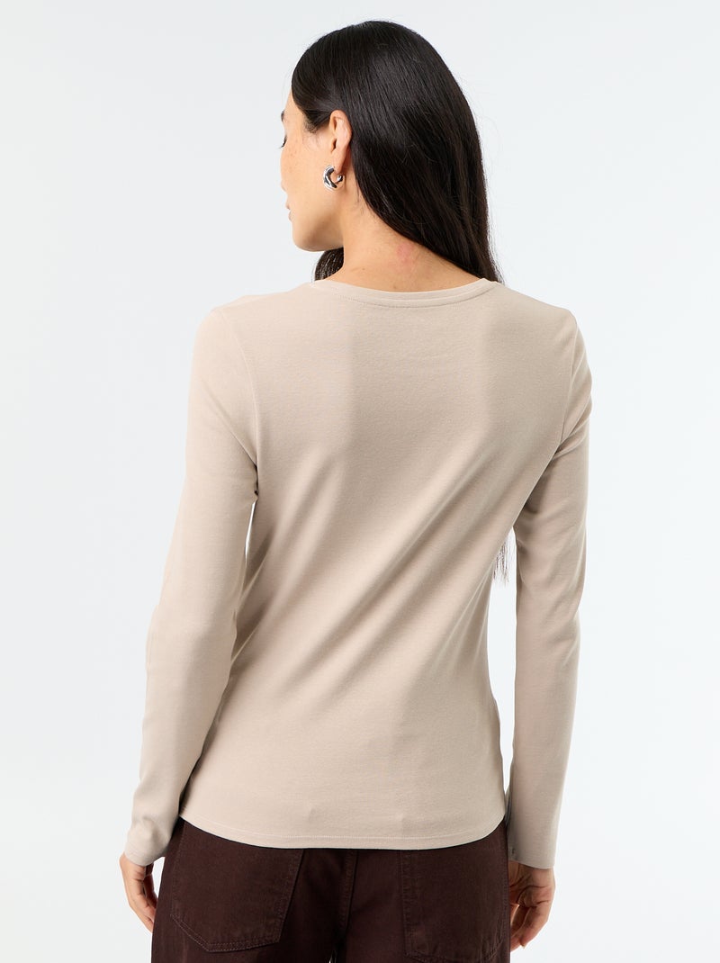 T-shirt a maniche lunghe Beige - Kiabi