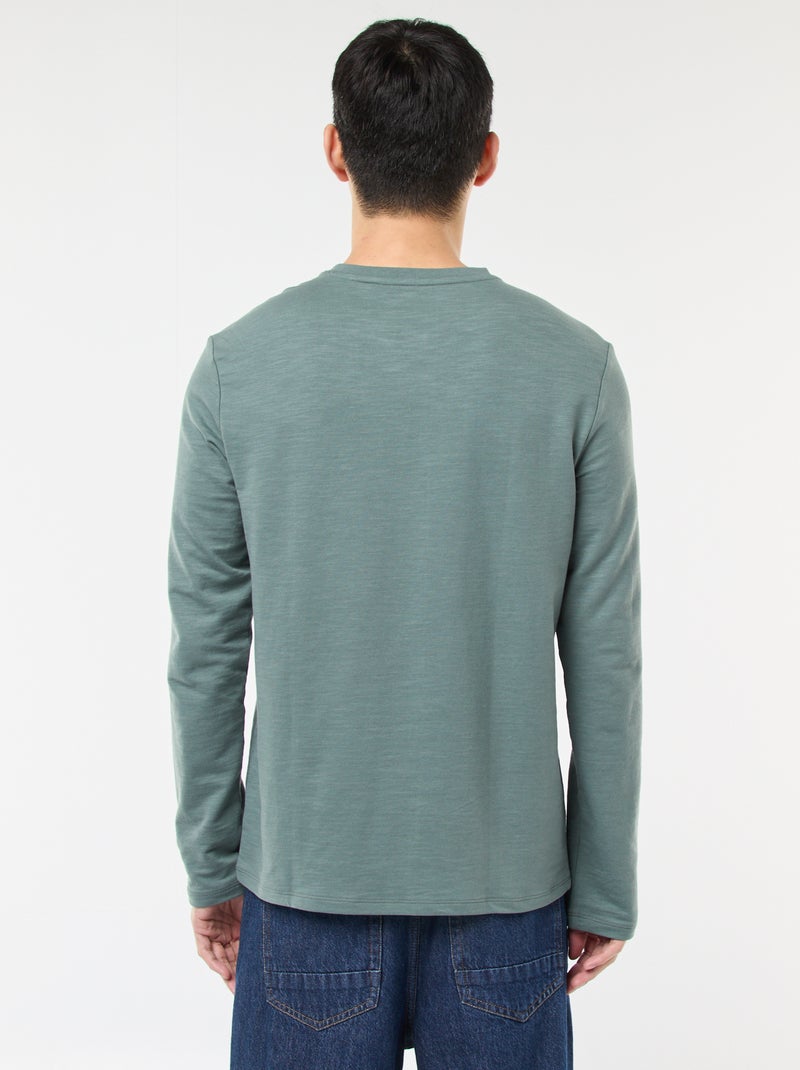 T-shirt a maniche lunghe con collo serafino Verde - Kiabi