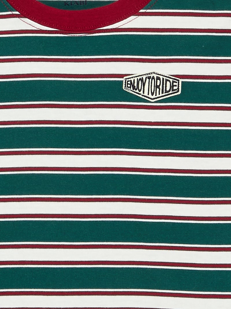 T-shirt a maniche lunghe con motivo e scritta Verde - Kiabi
