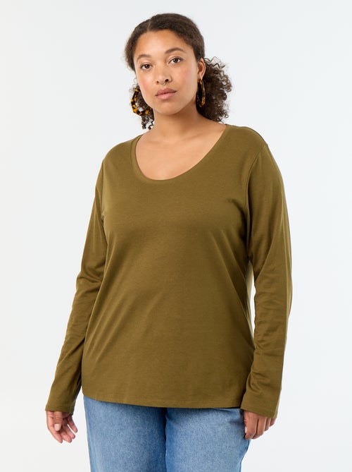 T-shirt a maniche lunghe con scollo rotondo - Kiabi