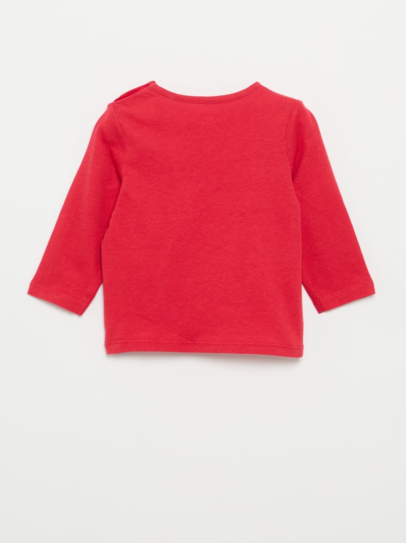 T-shirt a maniche lunghe con stampa Rosso - Kiabi