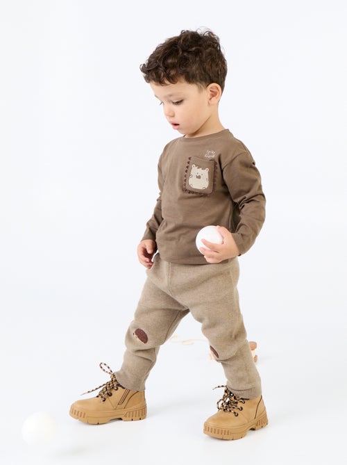 T-shirt a maniche lunghe con tasca animata - Kiabi