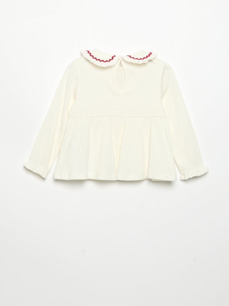 T-shirt a maniche lunghe e colletto Claudine Bianco - Kiabi