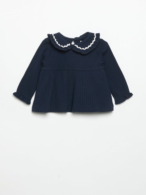 T-shirt a maniche lunghe e colletto Claudine - Kiabi