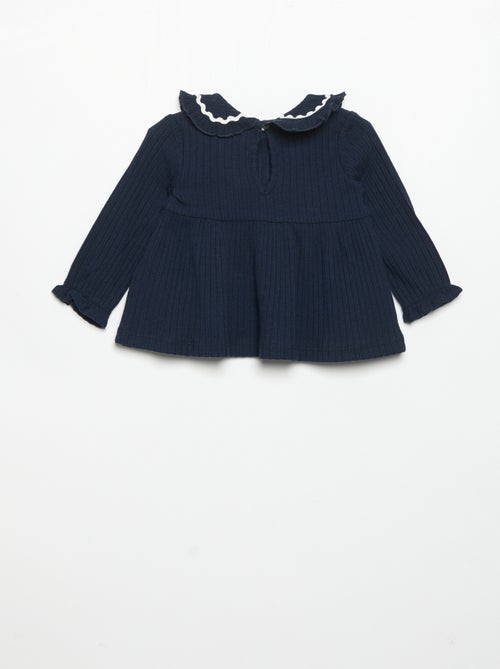 T-shirt a maniche lunghe e colletto Claudine - Kiabi
