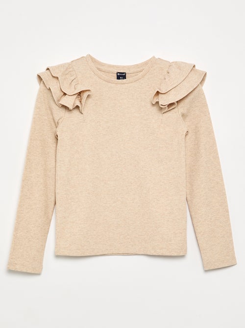 T-shirt a maniche lunghe in maglia a costine - Kiabi