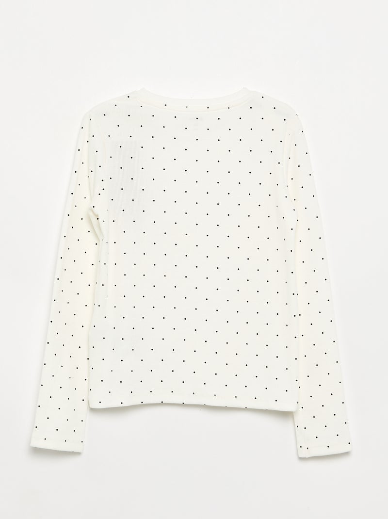 T-shirt a maniche lunghe in maglia a costine Bianco - Kiabi