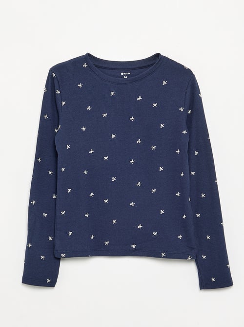 T-shirt a maniche lunghe in maglia a costine - Kiabi