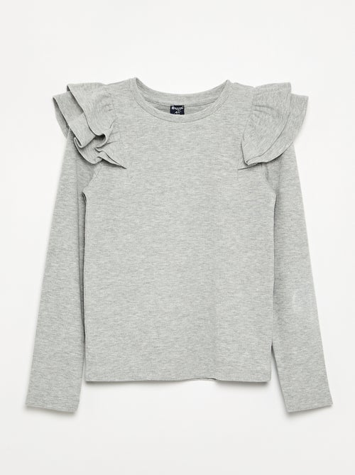T-shirt a maniche lunghe in maglia a costine - Kiabi