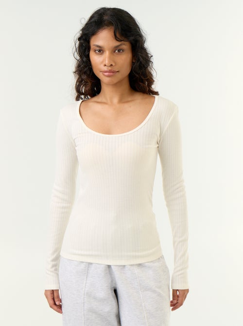 T-shirt a maniche lunghe in maglia traforata - Kiabi