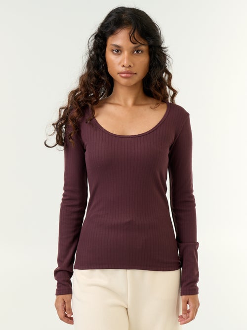 T-shirt a maniche lunghe in maglia traforata - Kiabi