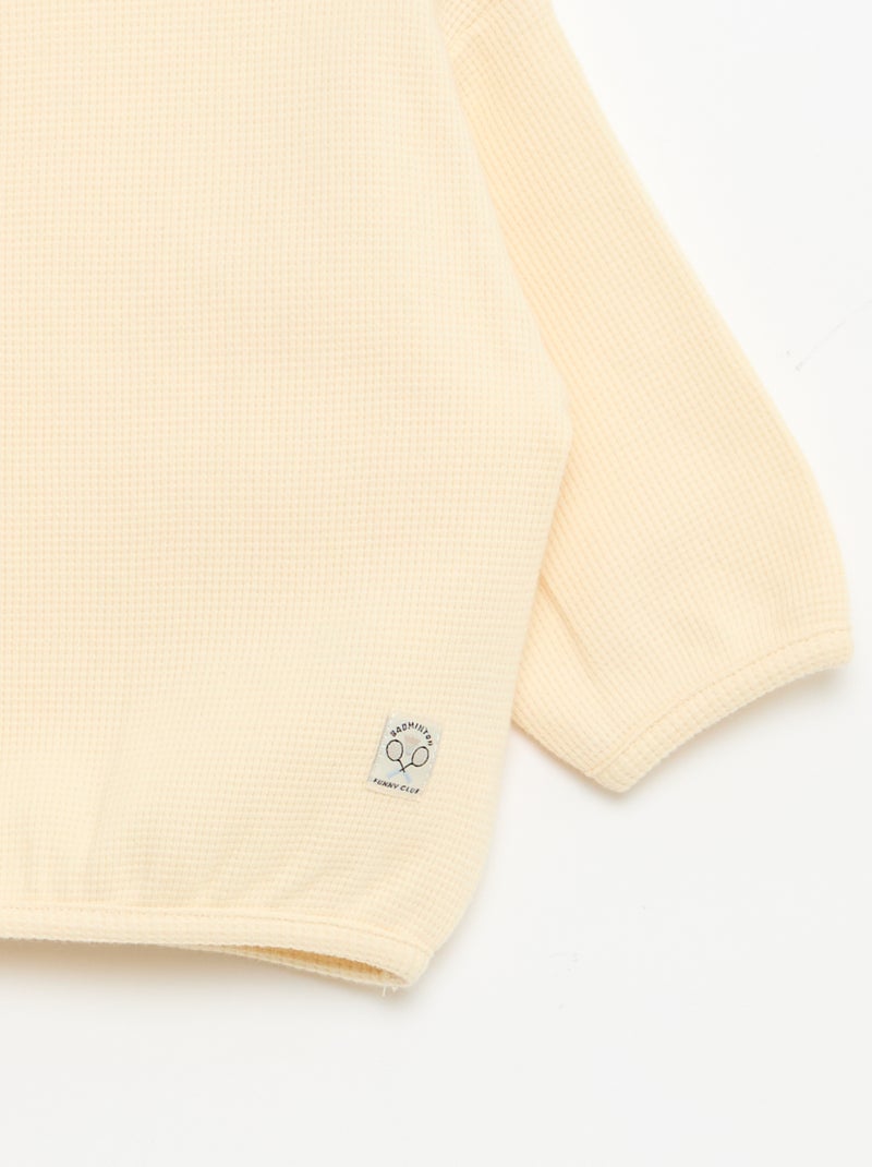 T-shirt a maniche lunghe in maglia waffle Beige - Kiabi