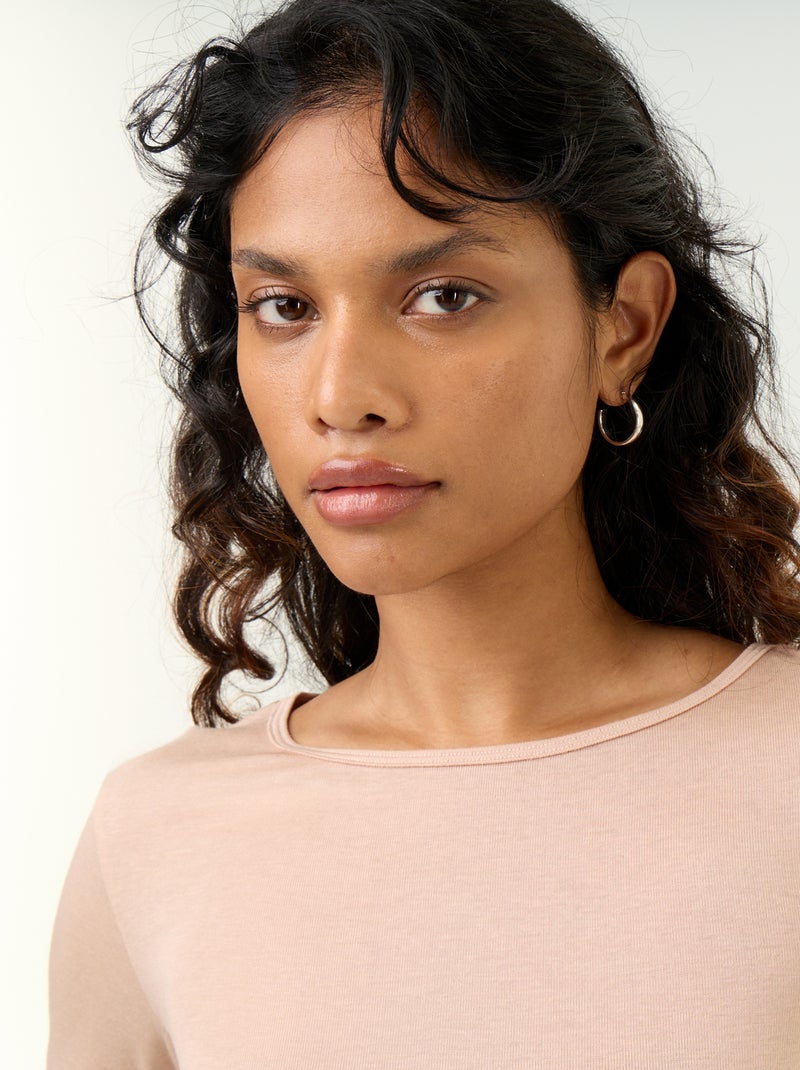 T-shirt a maniche lunghe in misto lana Rosa - Kiabi
