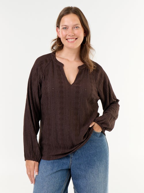 T-shirt a maniche lunghe in pizzo traforato - Kiabi