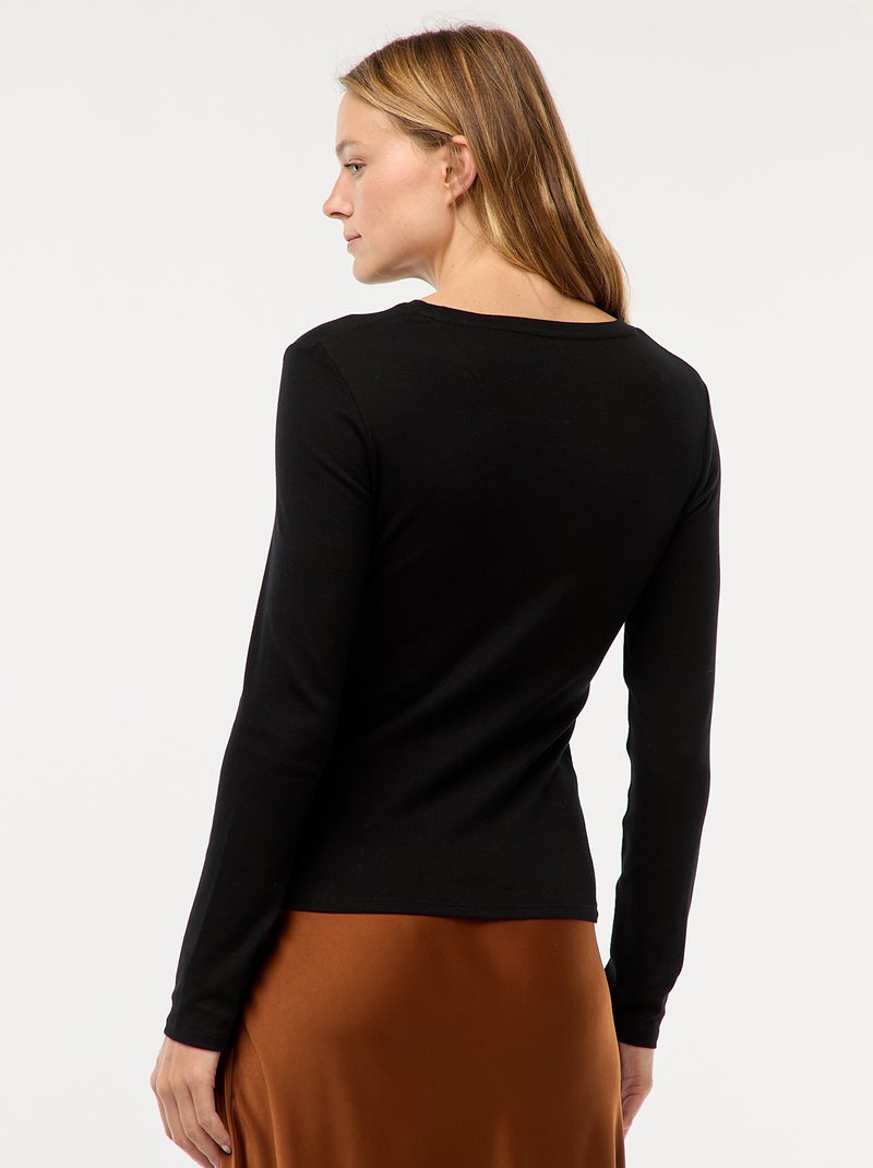 T-shirt a maniche lunghe nero - Kiabi