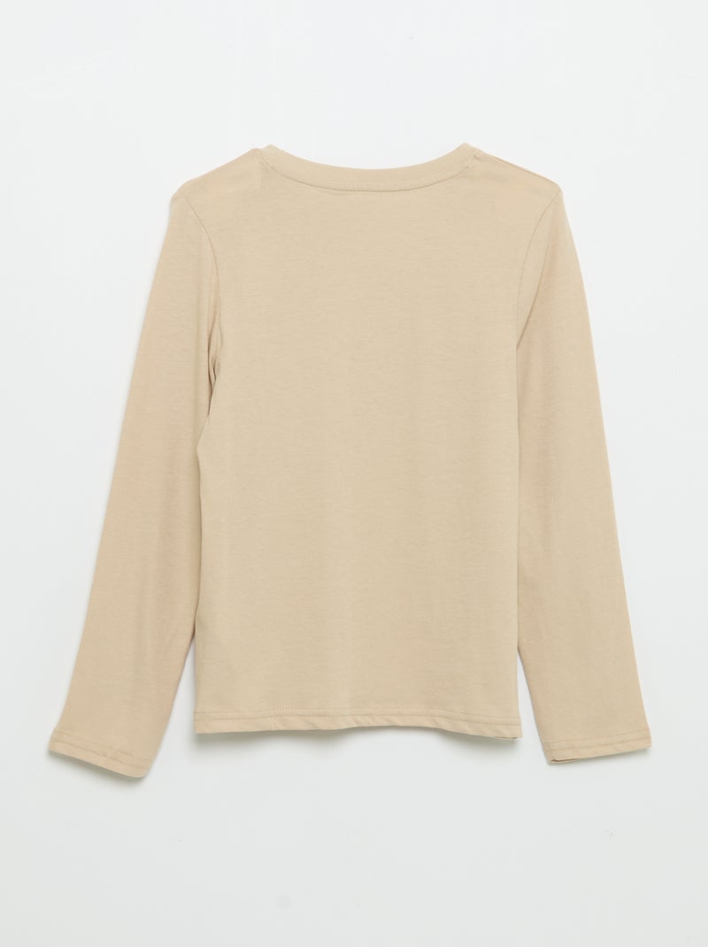 T-shirt a maniche lunghe stampata Beige - Kiabi
