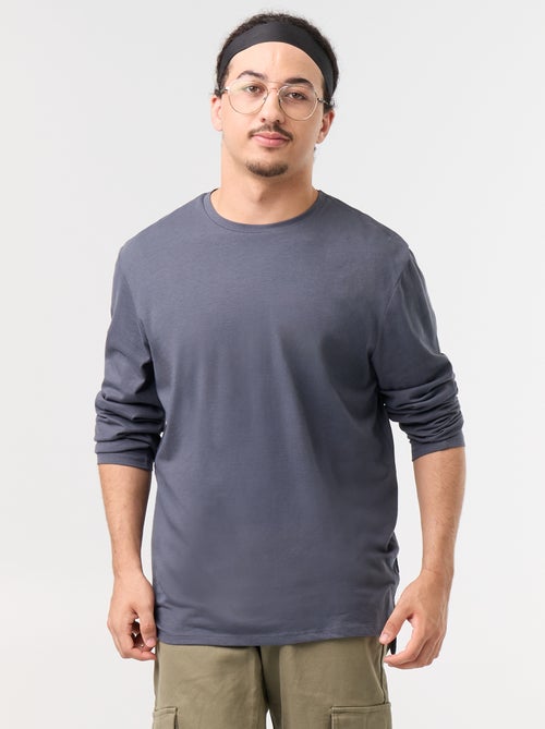 T-shirt a maniche lunghe tinta unita - collezione facile da indossare - Kiabi