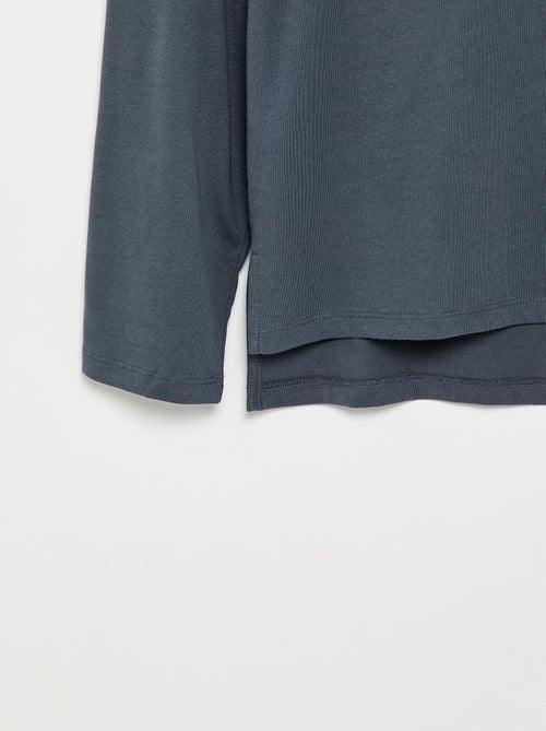 T-shirt a maniche lunghe tinta unita - collezione facile da indossare - Kiabi