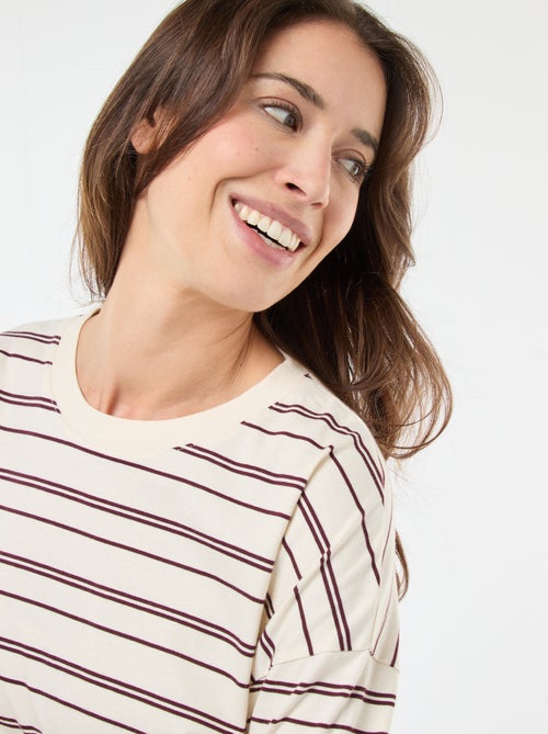 T-shirt à rayure tricolore en coton - Kiabi