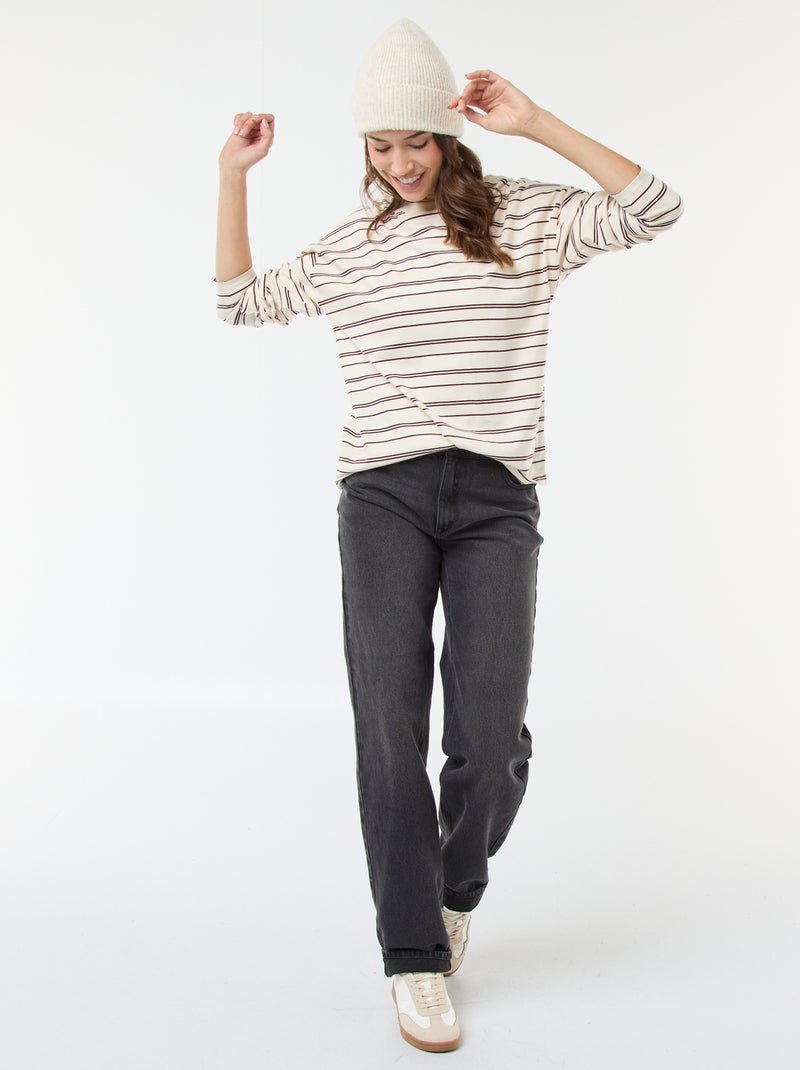 T-shirt à rayure tricolore en coton Blanc - Kiabi