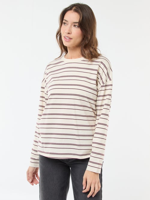 T-shirt à rayure tricolore en coton - Kiabi