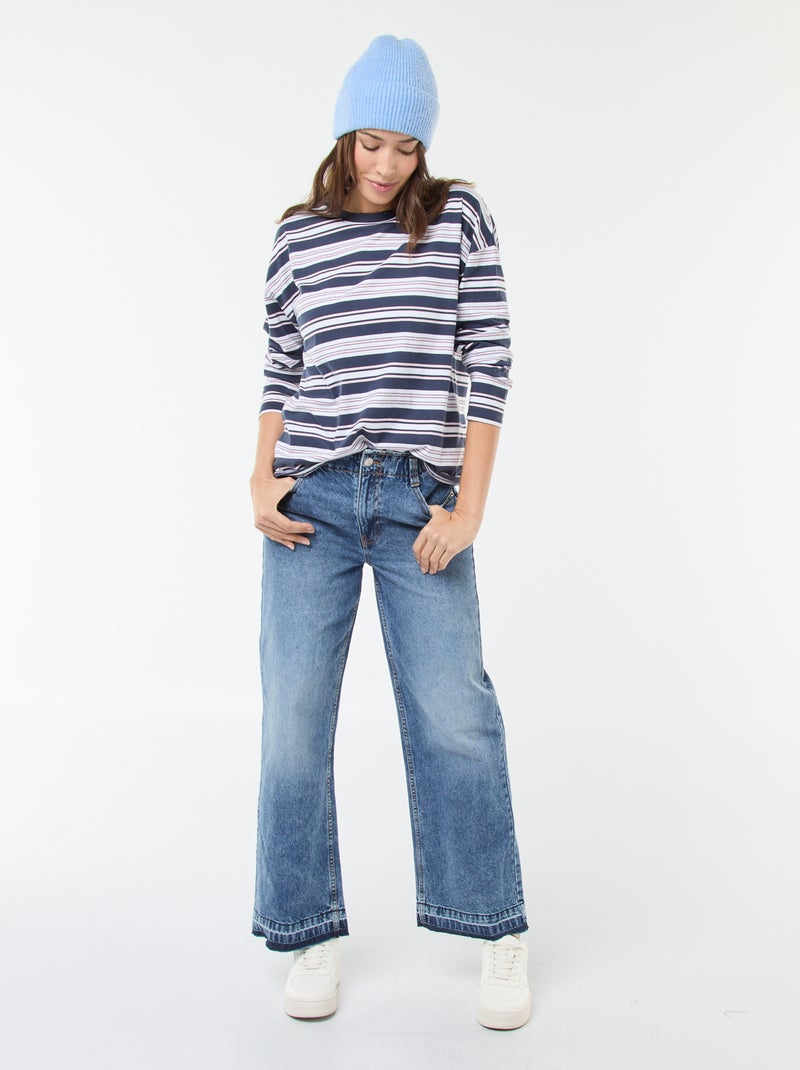 T-shirt à rayure tricolore en coton Bleu - Kiabi