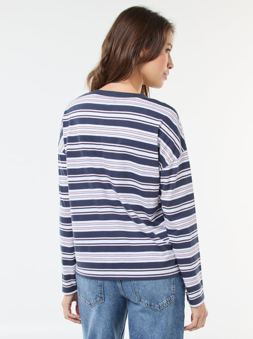 T-shirt à rayure tricolore en coton - Kiabi