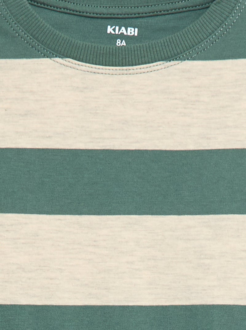 T-shirt à rayures Vert - Kiabi