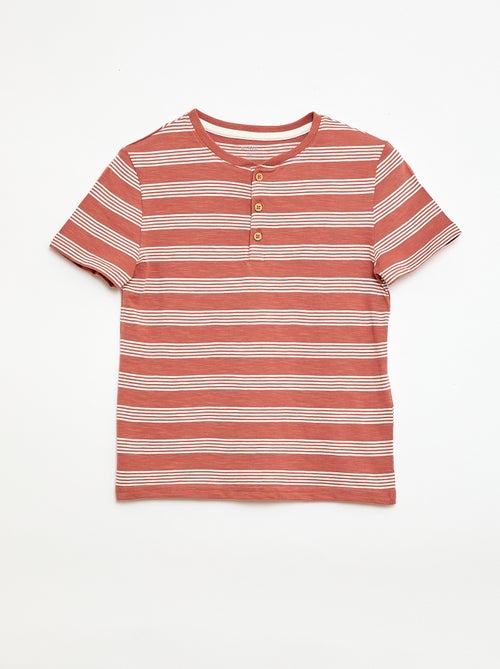 T-shirt a righe con collo alla tunisina - Kiabi