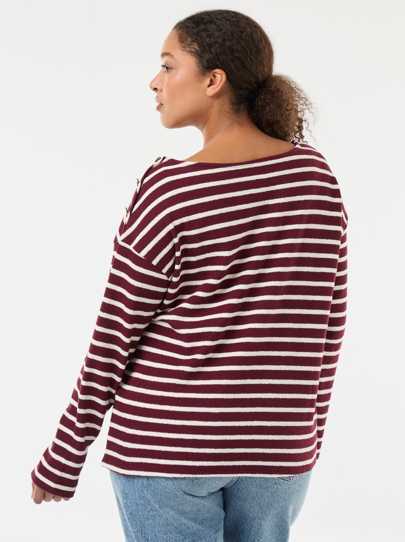 T-shirt a righe stile marinara con scollo a barca Rosso - Kiabi