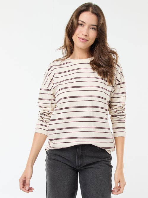 T-shirt a righe tricolore in cotone - Kiabi