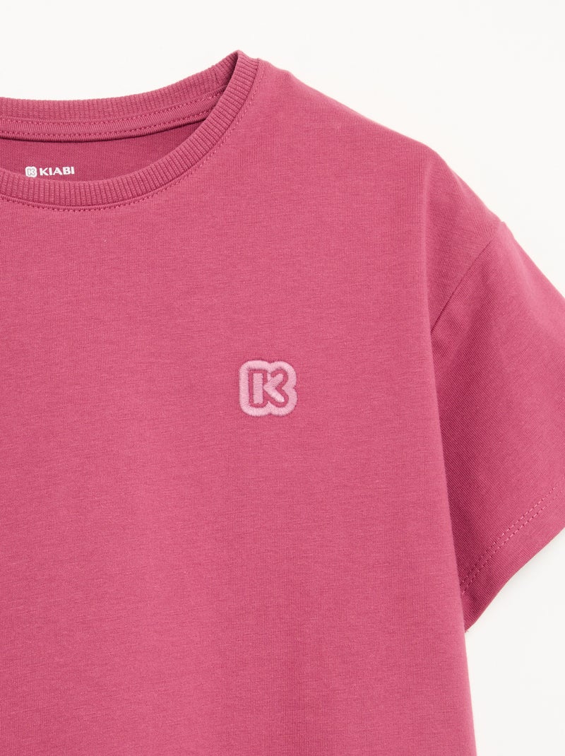 T-shirt a tinta unita a maniche corte da bambina - Kiabi Rosa - Kiabi