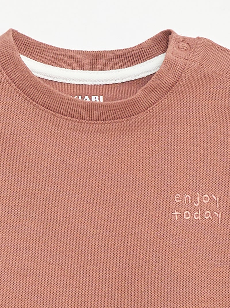 T-shirt a tinta unita a maniche corte in cotone Marrone - Kiabi