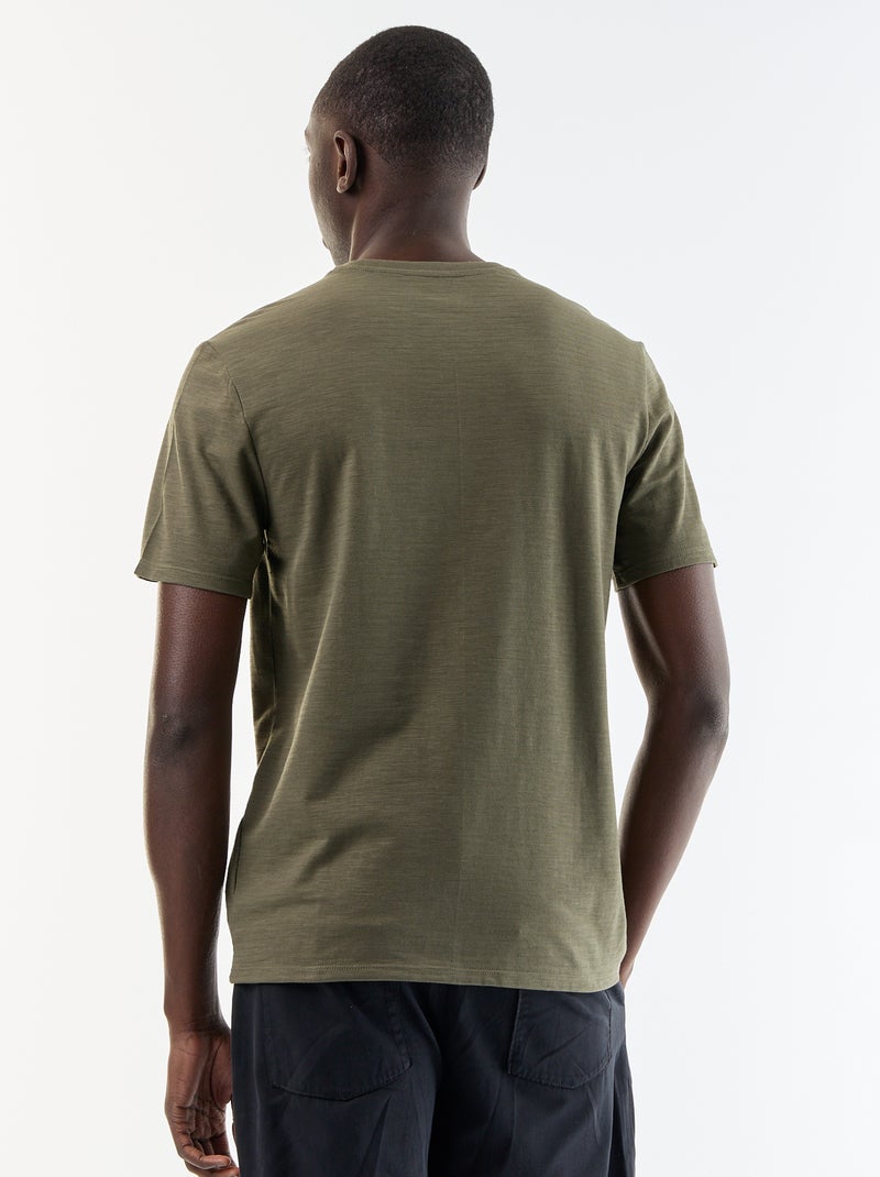 T-shirt a tinta unita a maniche corte Kaki - Kiabi
