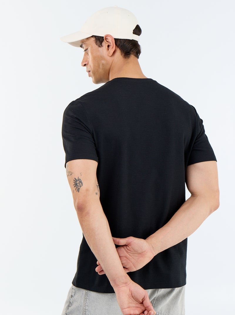 T-shirt a tinta unita a maniche corte Nero - Kiabi