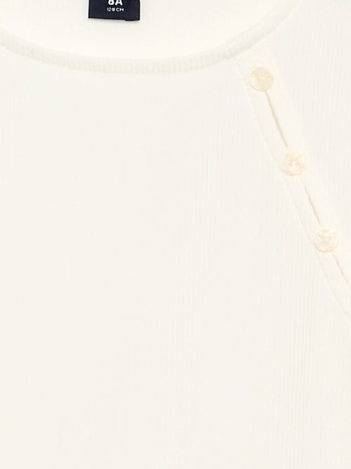 T-shirt a tinta unita in maglia a costine con spalla abbottonata - Kiabi