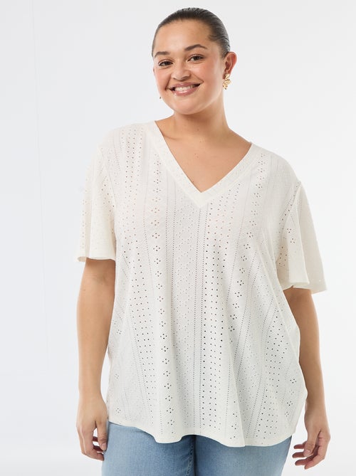 T-shirt a tinta unita in maglia traforata - Kiabi T-shirt a tinta unita in maglia traforata - Kiabi