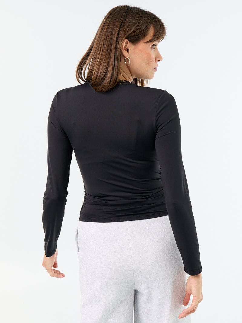T-shirt aderente e plissettata Nero - Kiabi