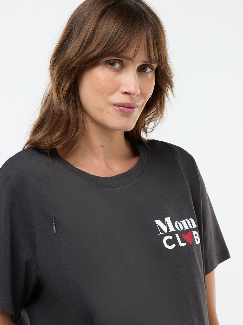 T-shirt allattamento a maniche corte con stampa Nero - Kiabi