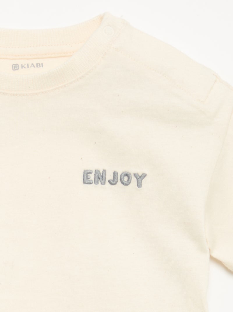 T-shirt and Jogging Bottoms Set White - Kiabi