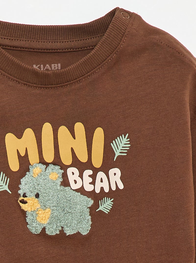 T-shirt animé maille bouclette Marron - Kiabi