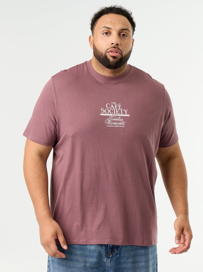 T-Shirt aus bedrucktem Jersey mit kurzen Ärmeln Violet - Kiabi