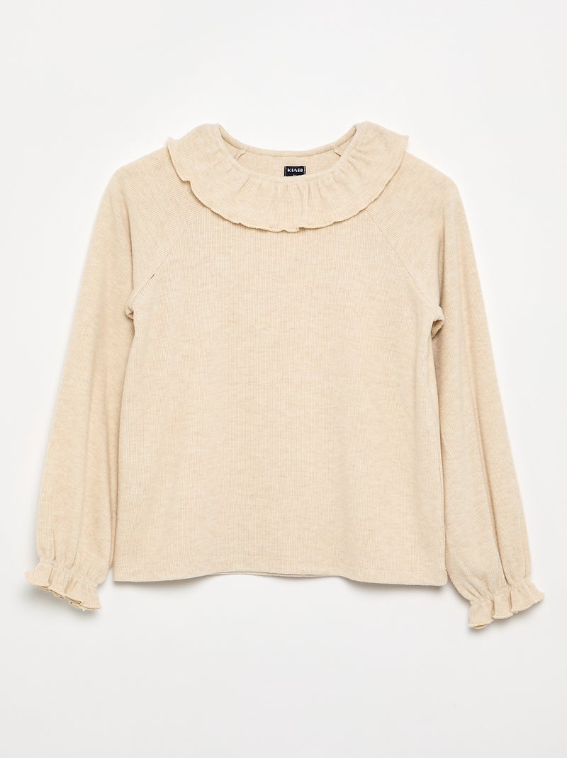 T-Shirt aus Kuschelstrick – Kollektion "einfach anzuziehen" Beige - Kiabi