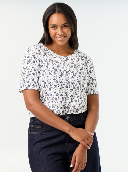 T-Shirt aus Pointelle-Strick mit Muster - Kiabi