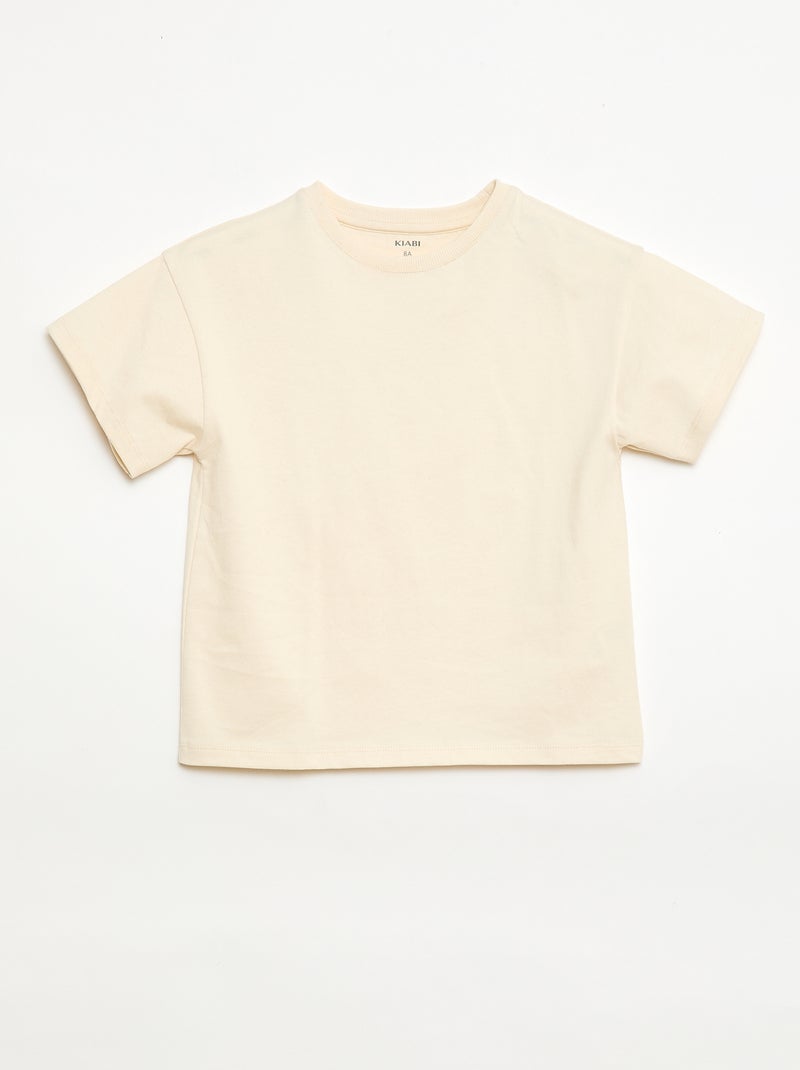 T-Shirt aus Tough Cotton mit kurzen Ärmeln Beige - Kiabi