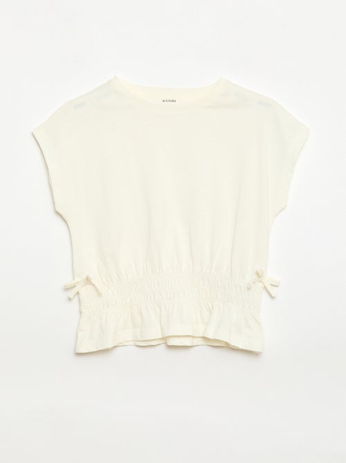 T-shirt avec empiècement smocks et nœuds à la taille - Kiabi