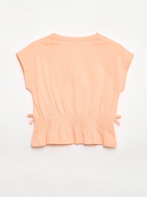 T-shirt avec empiècement smocks et nœuds à la taille - Kiabi